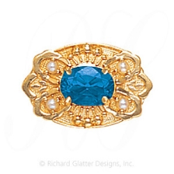 GS487 BT/PL - 14 Karat Gold Slide with Blue Topaz center and Pearl accents 
